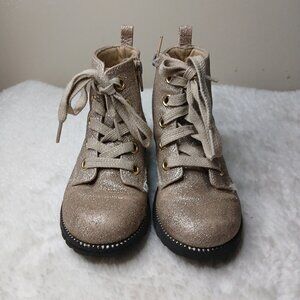 Girl's Maggie and Zoe Gold Glitter Zip Up Lace Up Boots Size 11